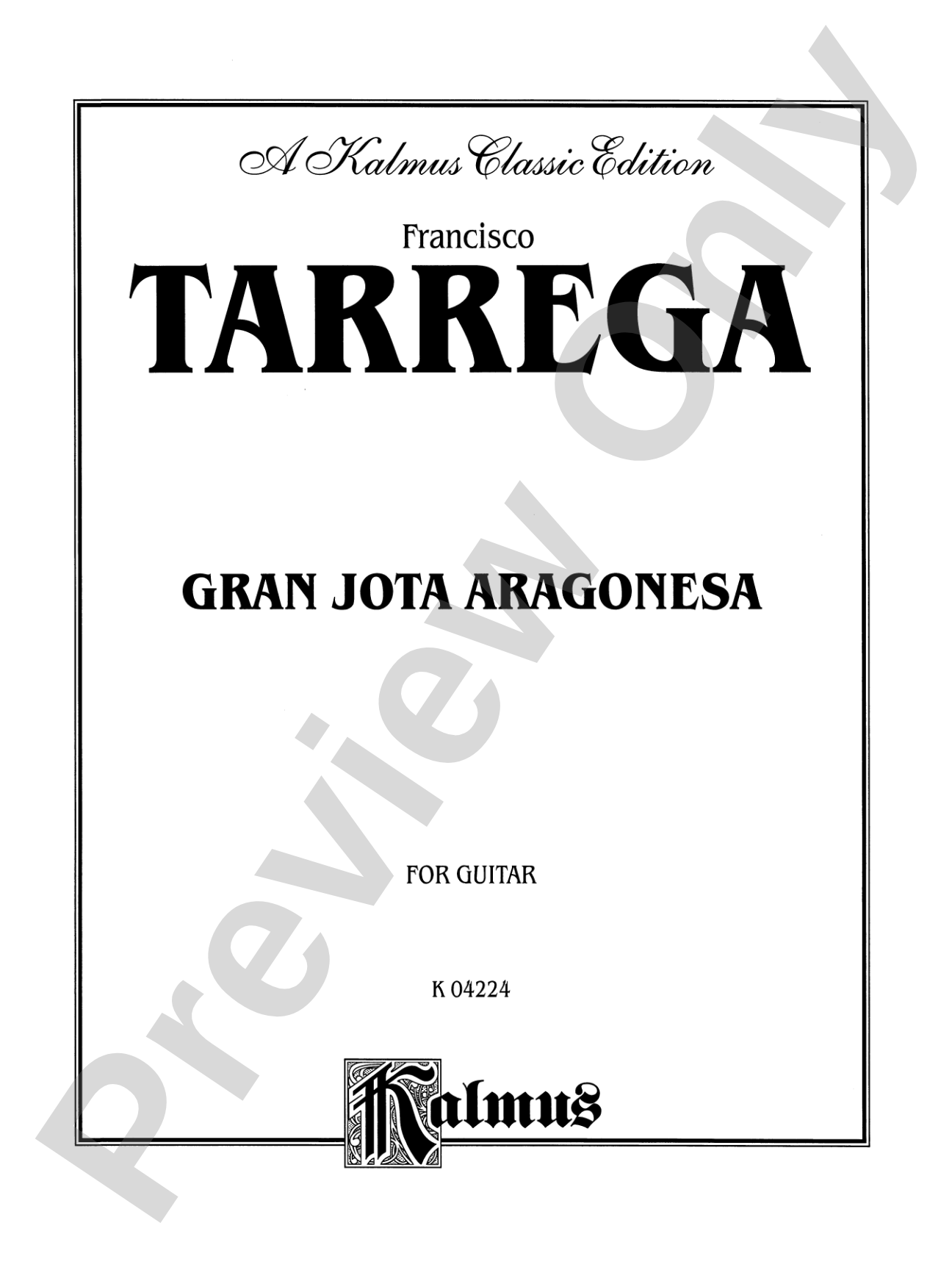 Tárrega: Gran Jota Aragonesa: Guitar Book