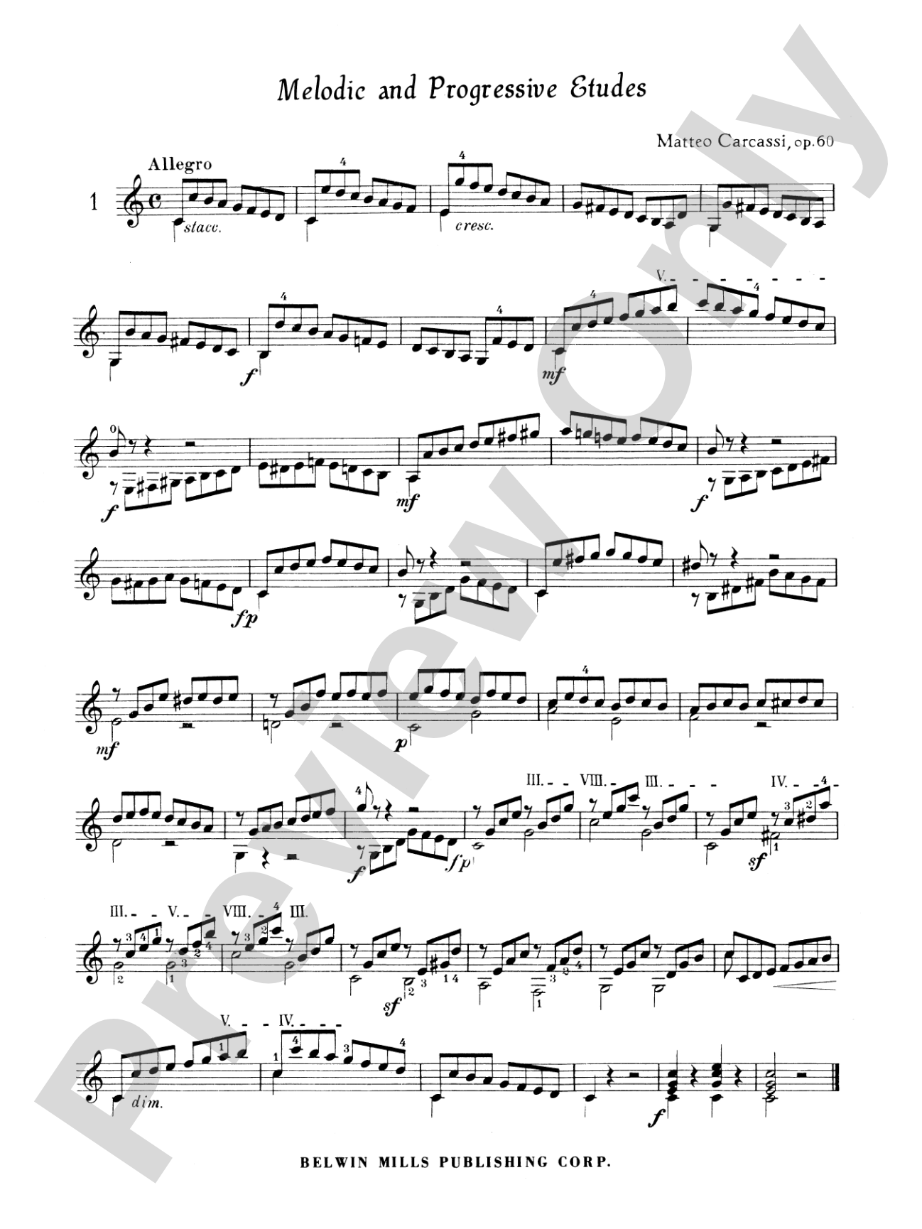 Carcassi: Melodic and Progressive Etudes, Op. 60: Guitar Book
