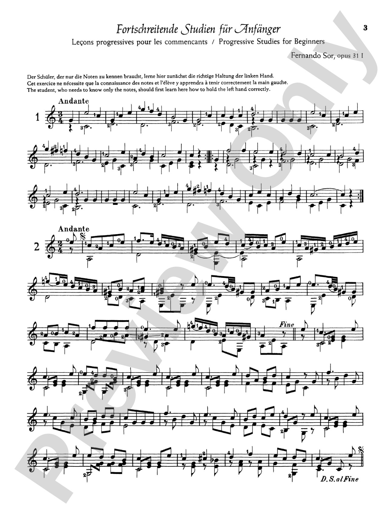 Sor: Complete Progressive Studies for the Beginner, Op. 31: Guitar Book