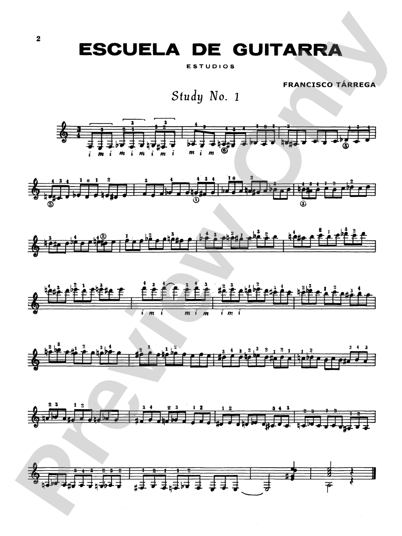 Tárrega: Twenty Studies for Guitar: Guitar Book