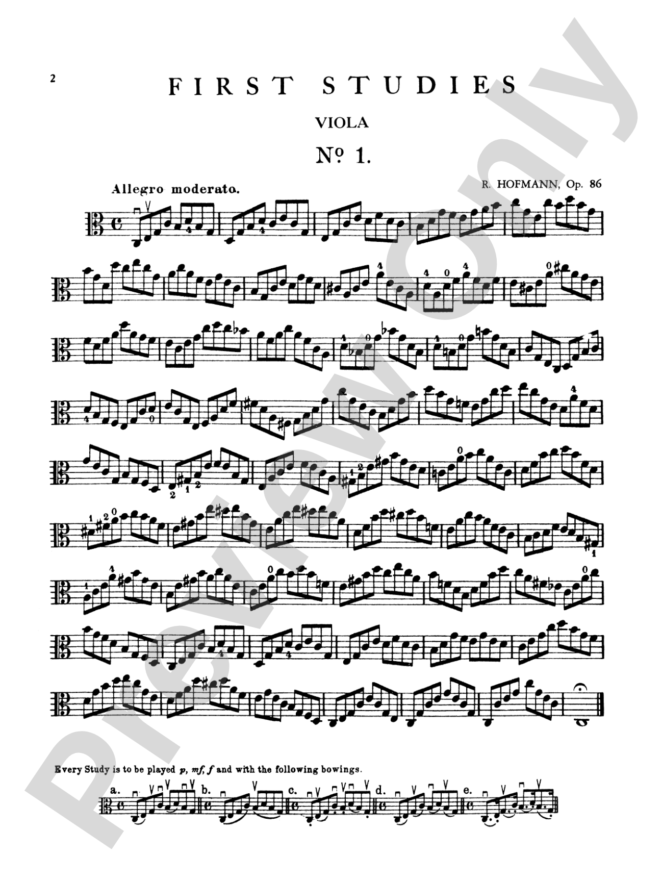 Hofmann: First Studies, Op. 86: Viola Book