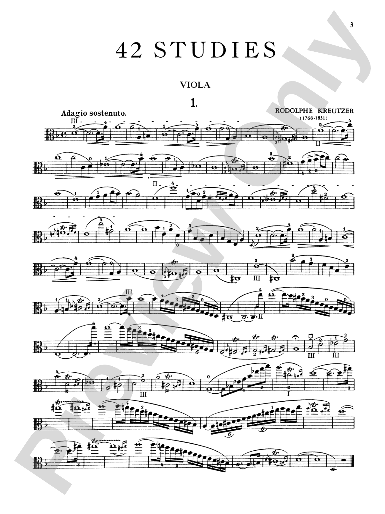 Kreutzer: Forty-two Studies: Viola Book