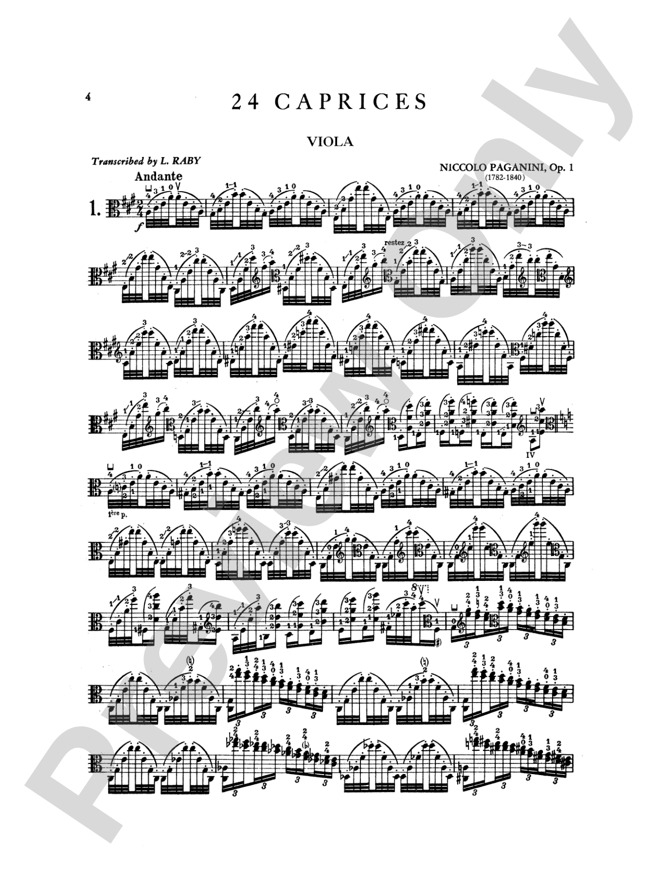Paganini: Twenty-four Caprices, Op. 1 (Transcribed for Viola Solo
