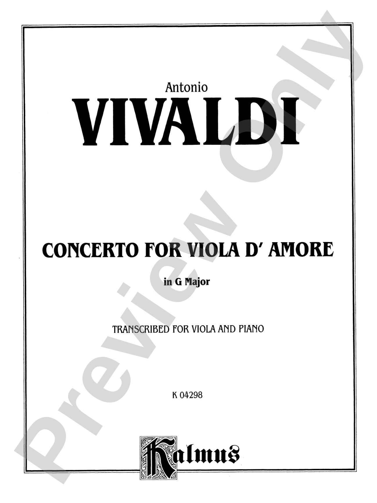 Vivaldi: Concerto for Viola d'Amore