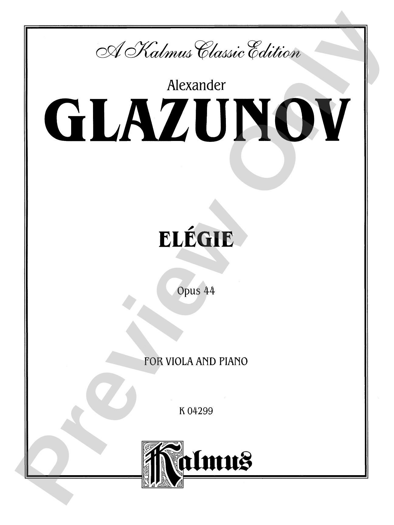 Glazunov: Elégie for Viola, Op. 44