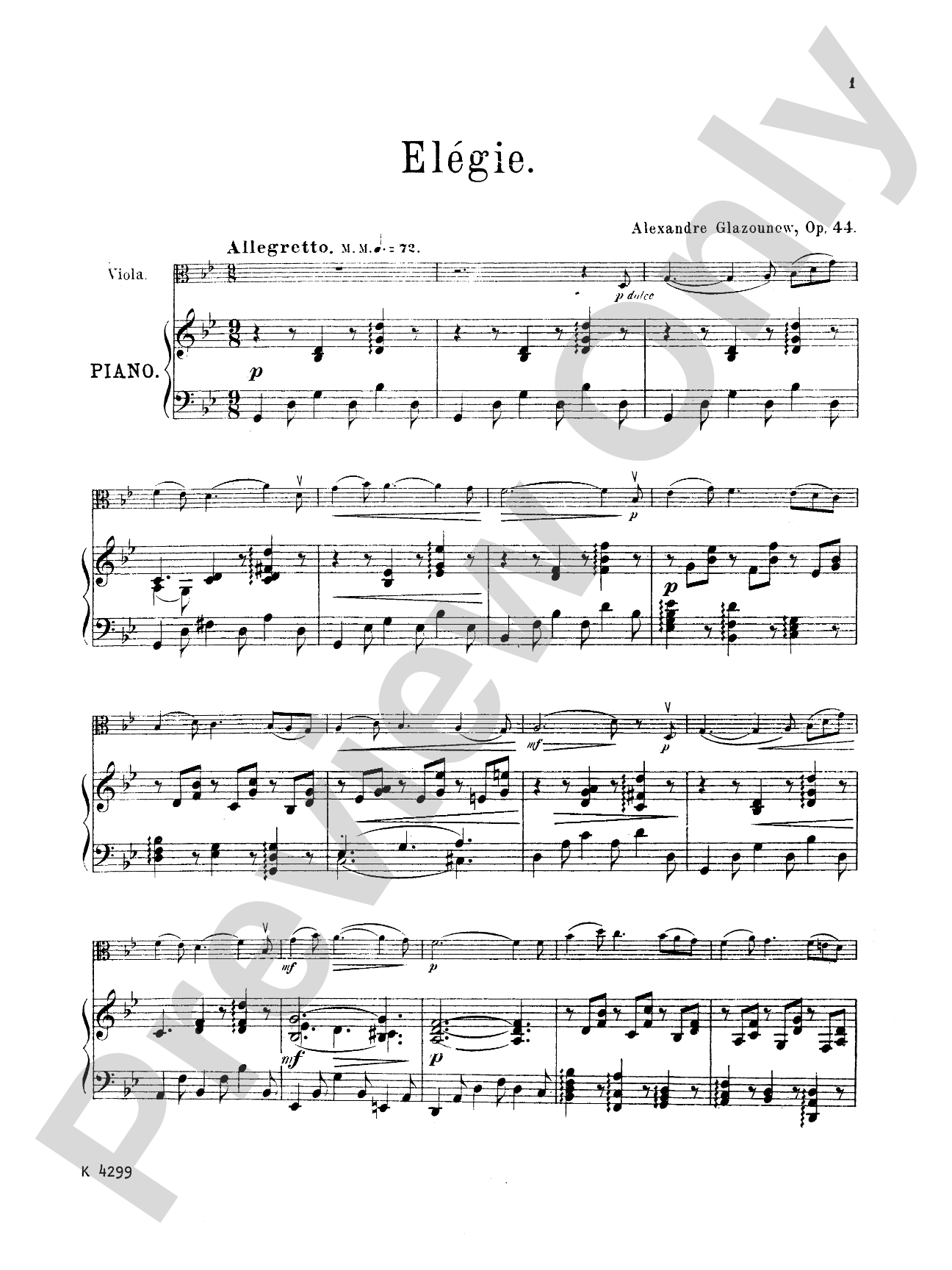 Glazunov: Elégie for Viola, Op. 44