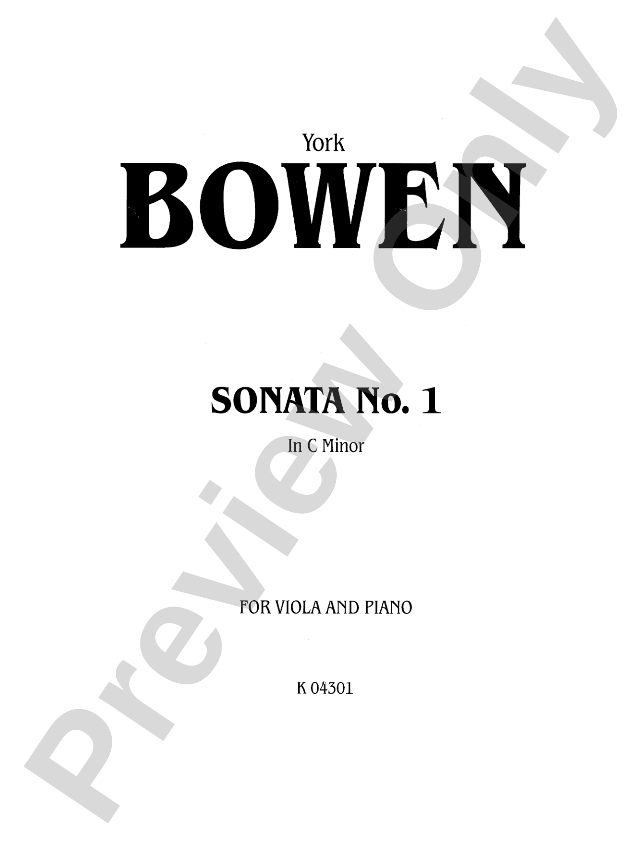 Bowen: Sonata No. 1 in C Minor