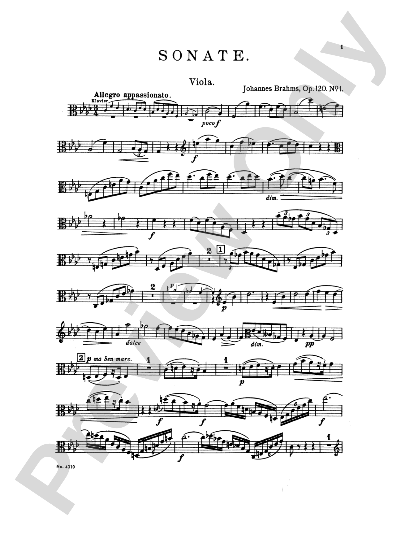 Brahms: Two Sonatas, Op. 120: Viola Book