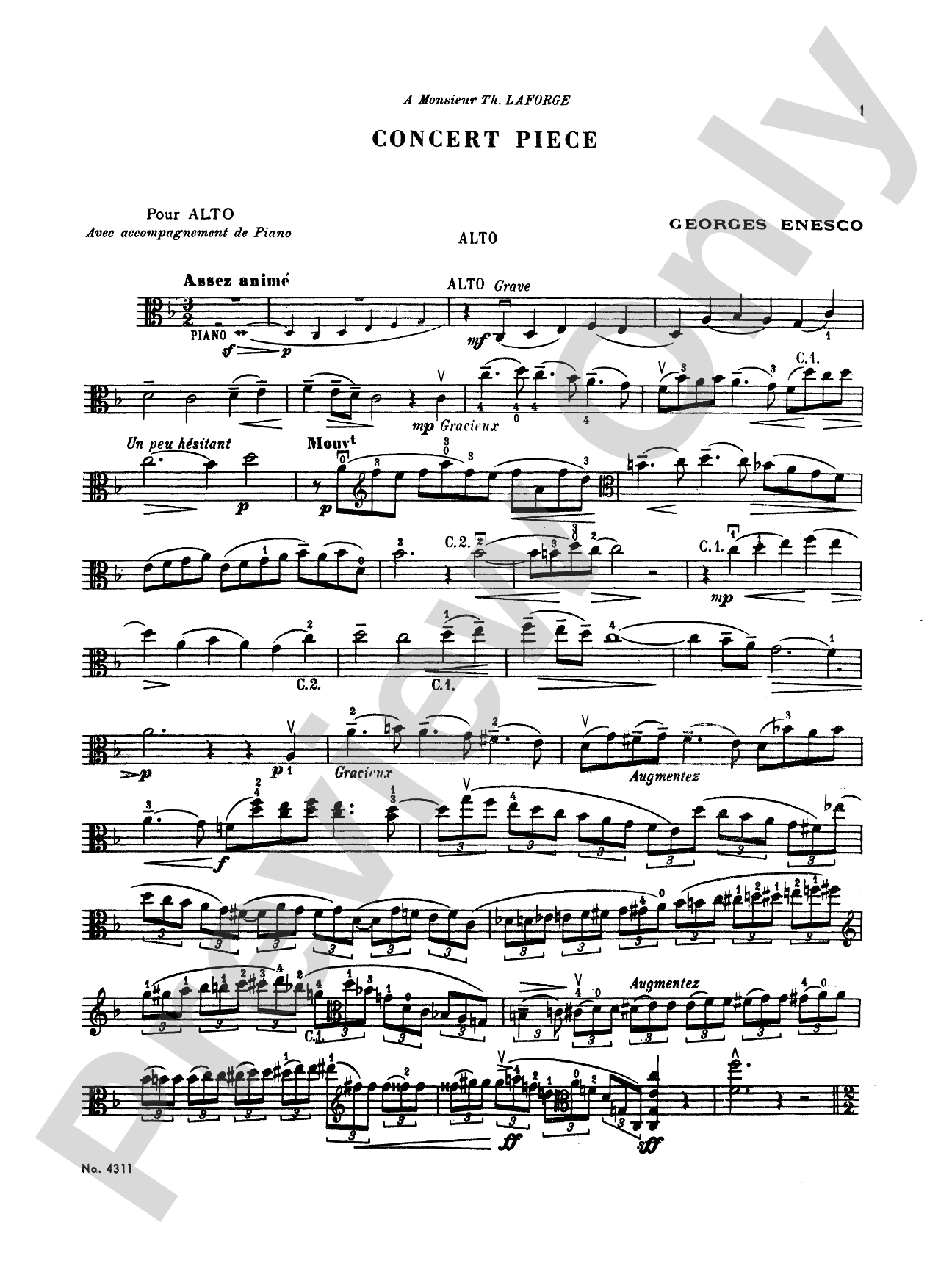 Enesco: Concert Piece: Viola Book