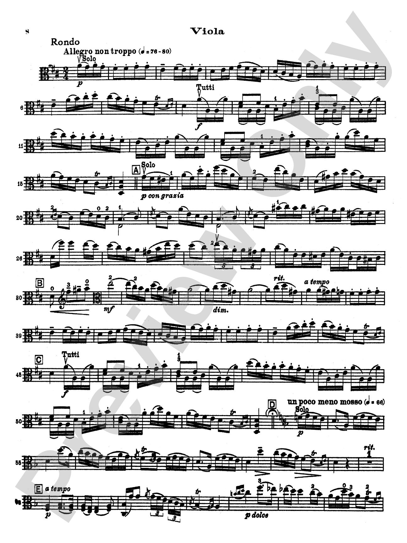 Stamitz: Concerto in D Major, Op. 1: Viola Book