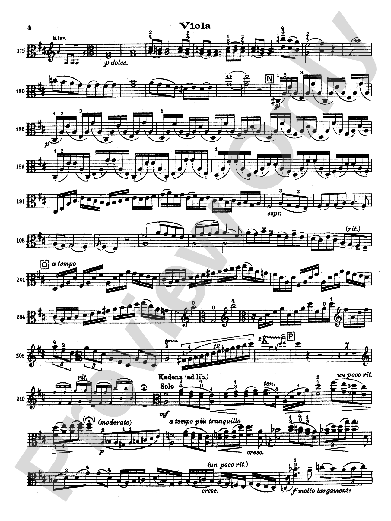 Stamitz: Concerto in D Major, Op. 1: Viola Book