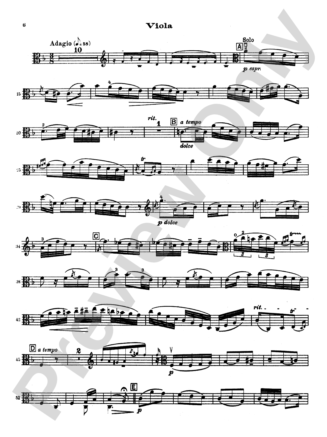Stamitz: Concerto in D Major, Op. 1: Viola Book