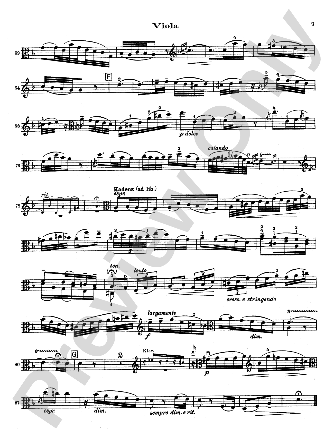 Stamitz: Concerto in D Major, Op. 1: Viola Book