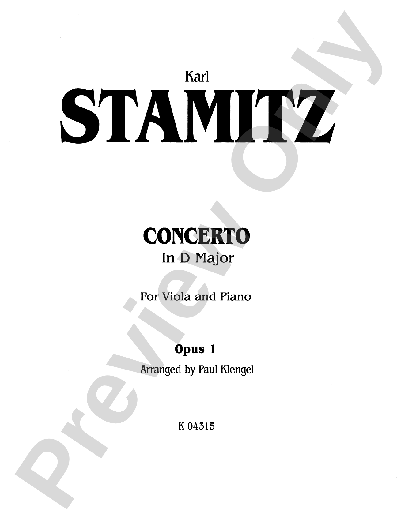 Stamitz: Concerto in D Major, Op. 1