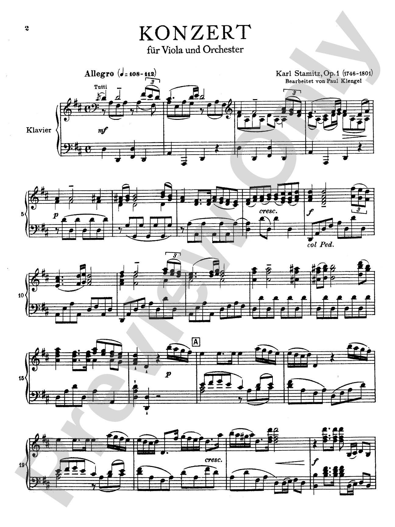 Stamitz: Concerto in D Major, Op. 1