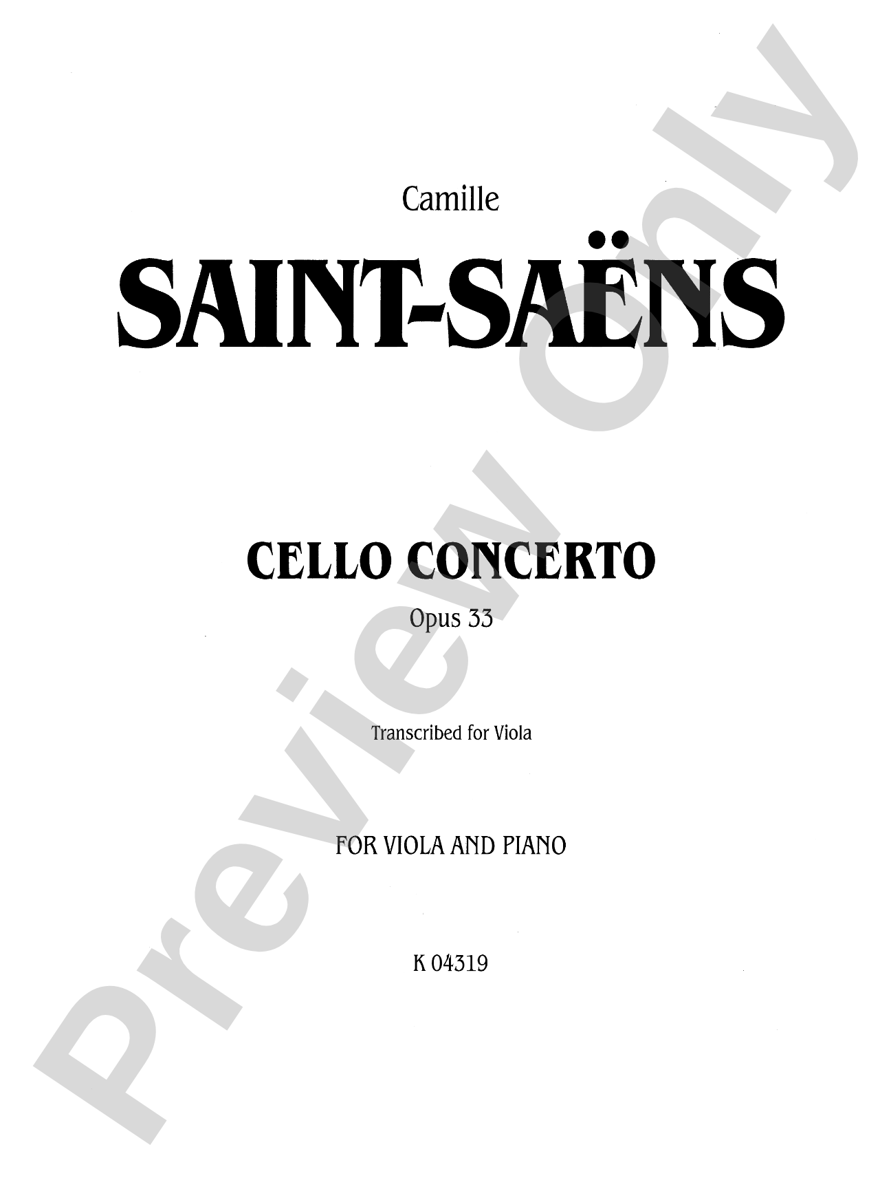 Saint-Saëns: Cello Concerto, Op. 33 (Transcribed)