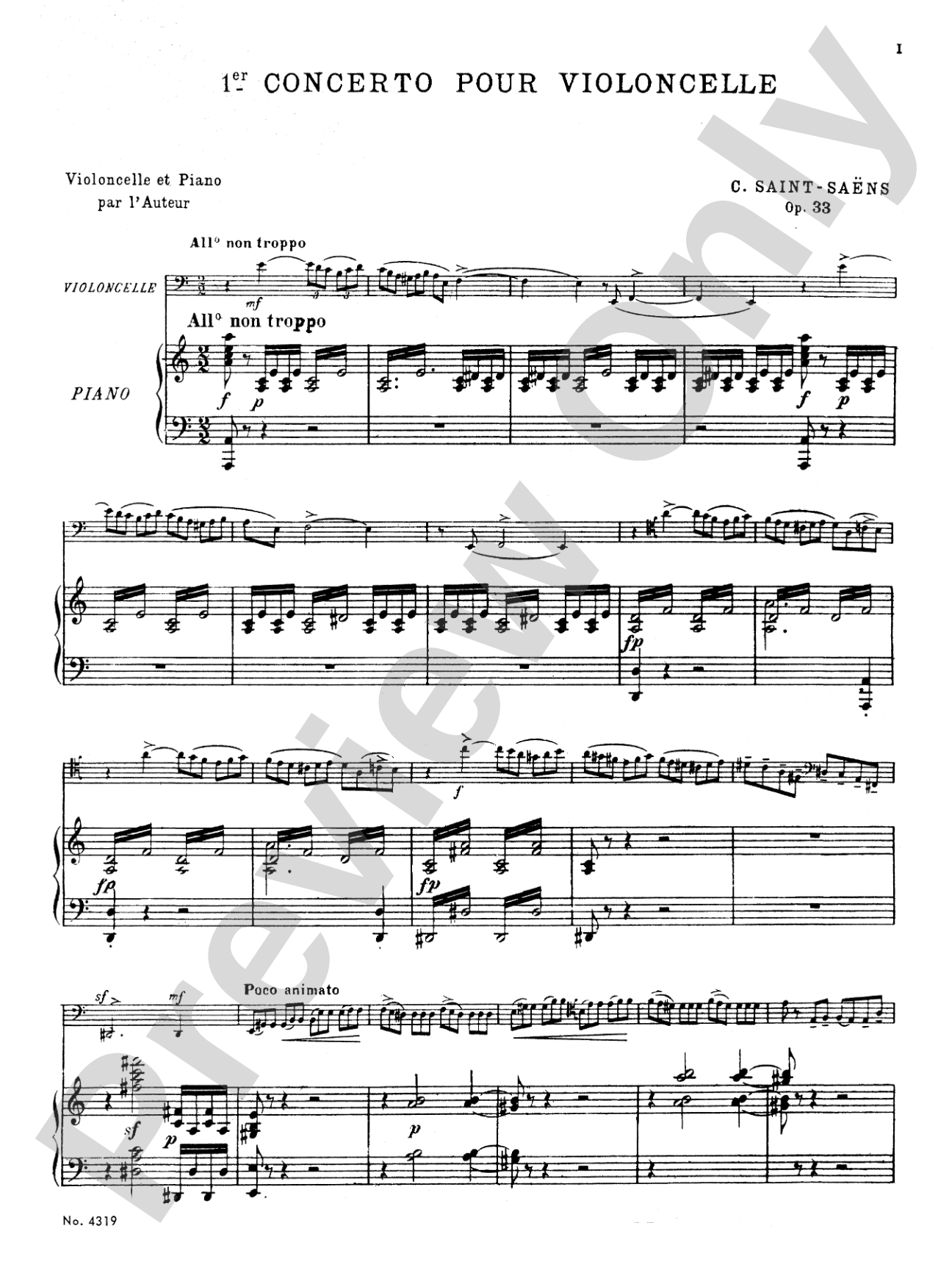 Saint-Saëns: Cello Concerto, Op. 33 (Transcribed)