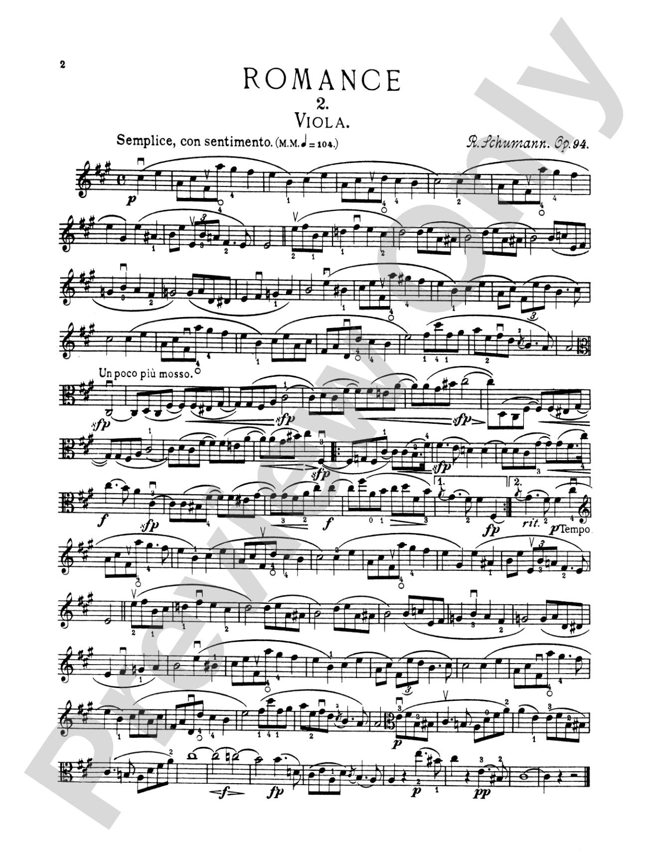 Schumann: Three Romances, Op. 94