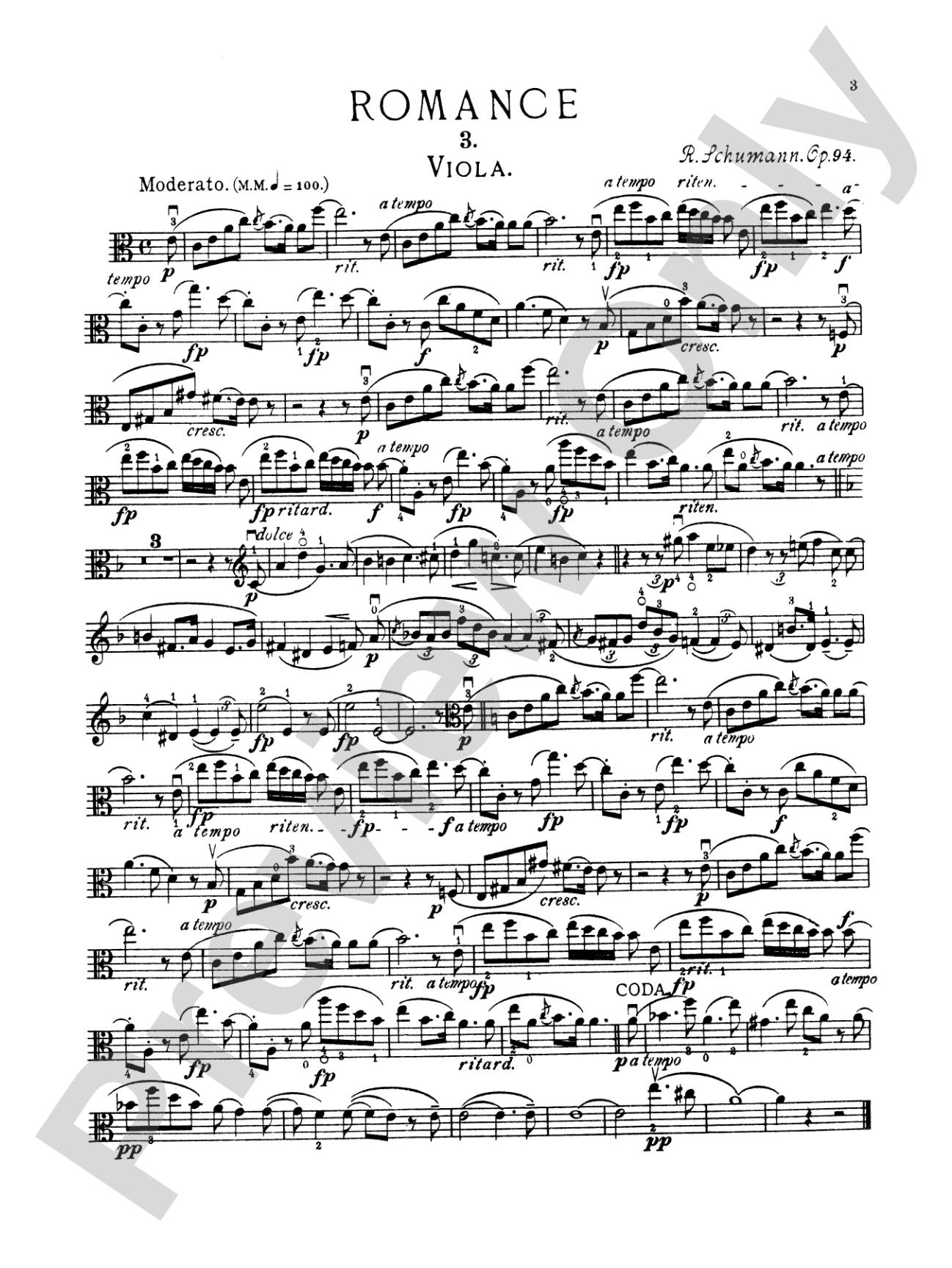 Schumann: Three Romances, Op. 94