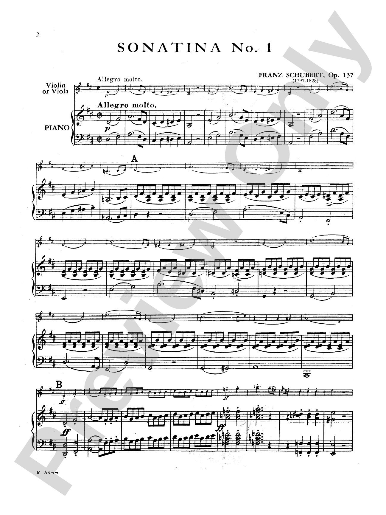 Schubert: Sonatina No. 1 in D Major, Op. 137