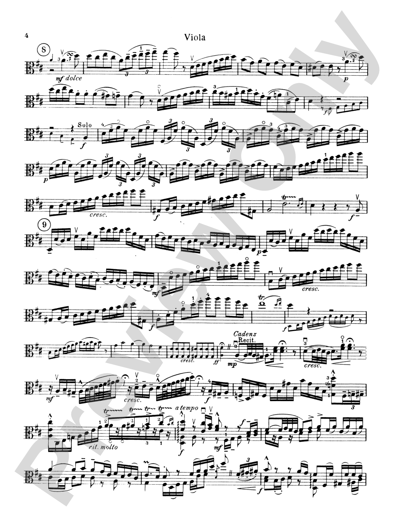 Hoffmeister: Viola Concerto in D Major: Viola Book