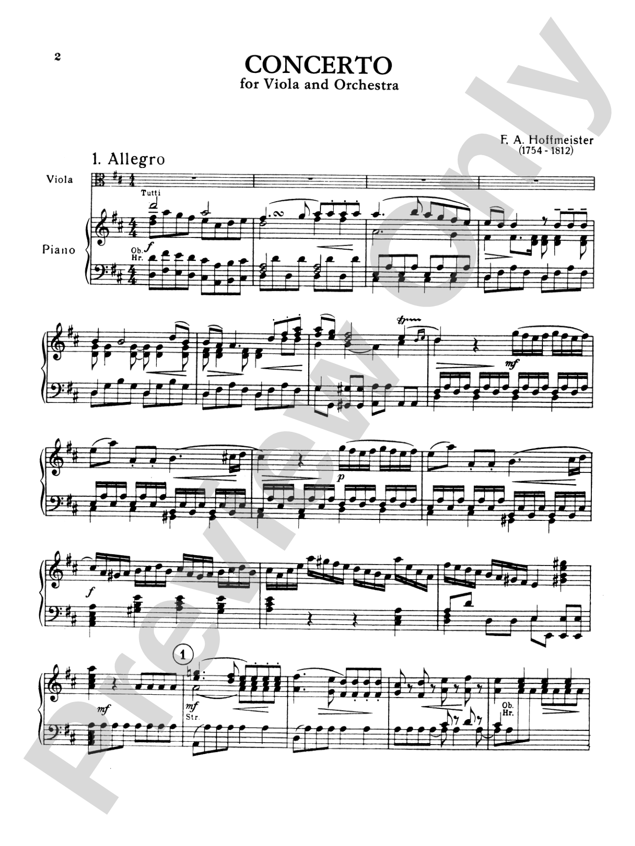 Hoffmeister: Viola Concerto in D Major