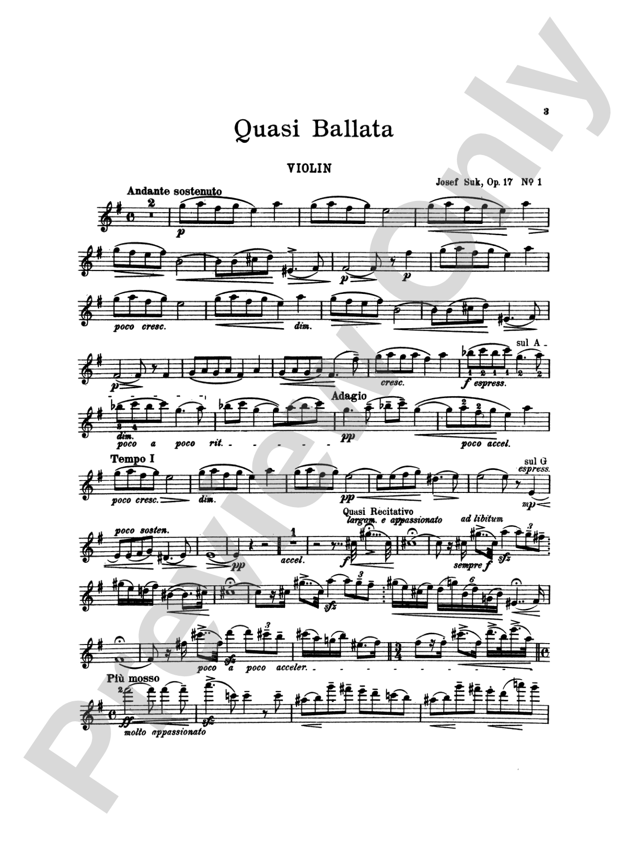Suk: Four Pieces, Op. 17 (Volume I): Violin Book