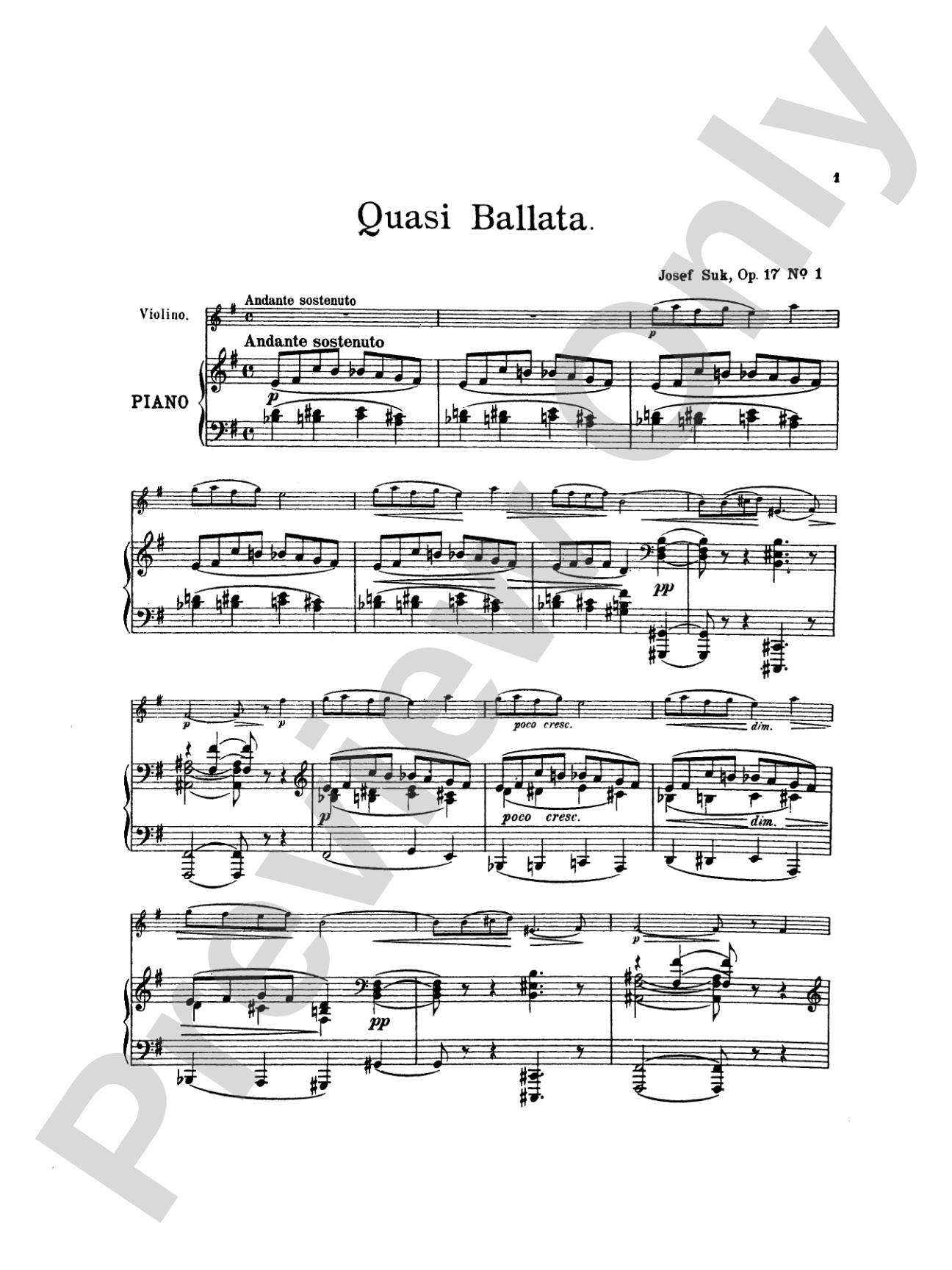 Suk: Four Pieces, Op. 17 (Volume I)