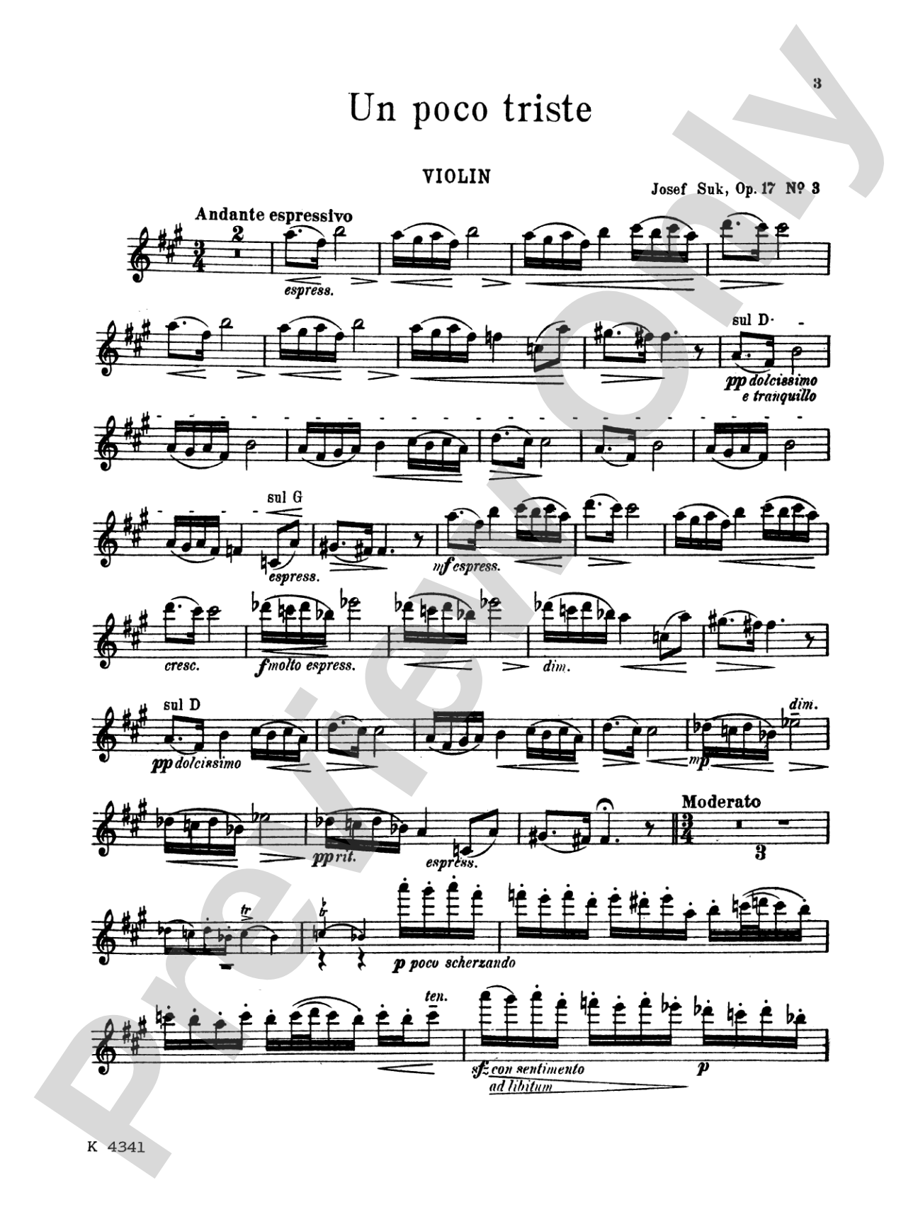 Suk: Four Pieces, Op. 17 (Volume II): Violin Book