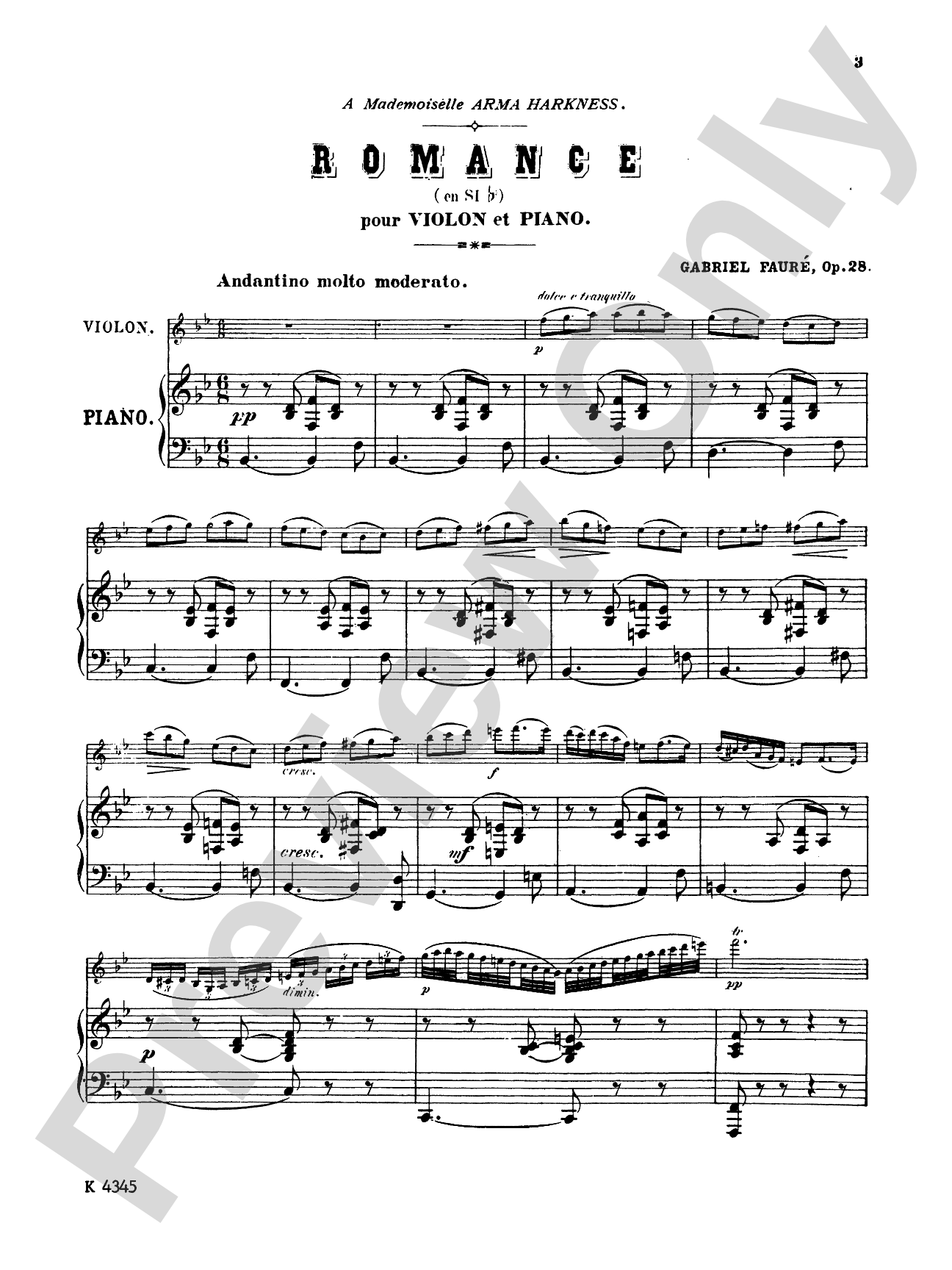 Fauré: Romance, Op. 28 (Urtext)