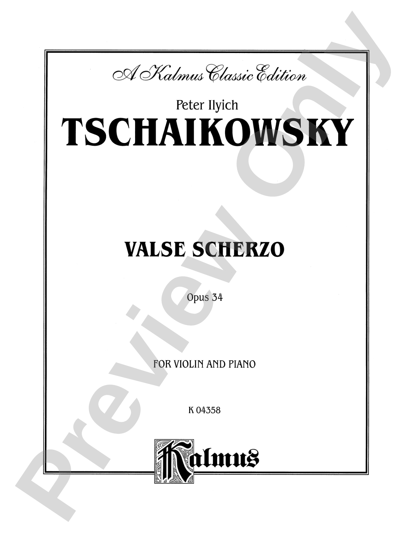 Tchaikovsky: Valse Scherzo, Op. 34 (Urtext)