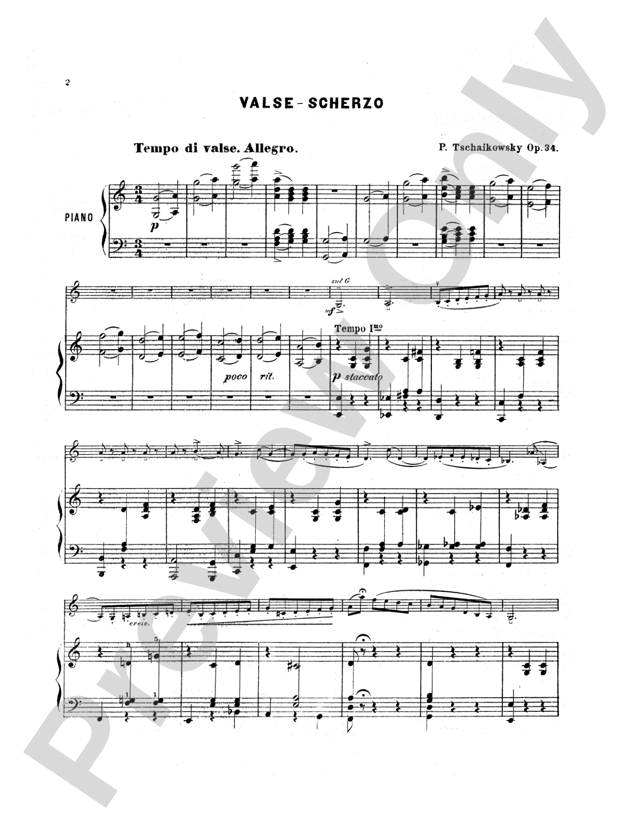 Tchaikovsky: Valse Scherzo, Op. 34 (Urtext)