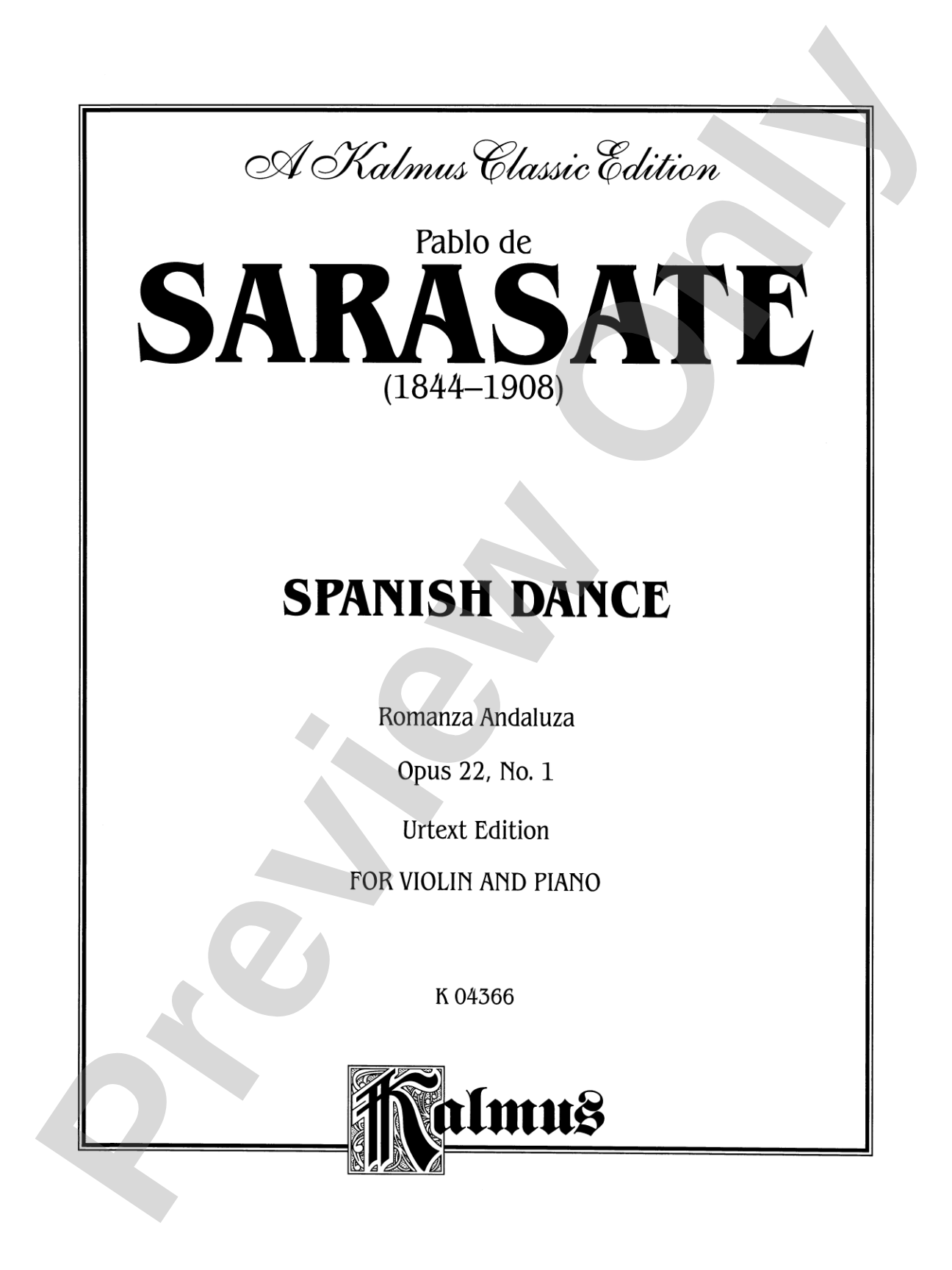 Sarasate: Spanish Dance, Op. 22, No. 1 (Romanza Andaluza)