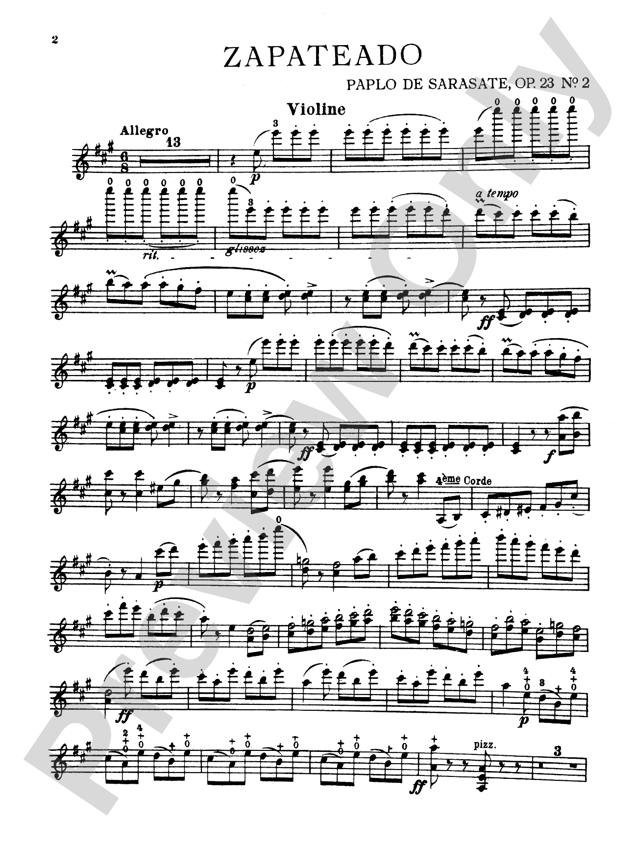 Sarasate: Spanish Dance, Op. 23, No. 2 (Zapateado): Violin Book