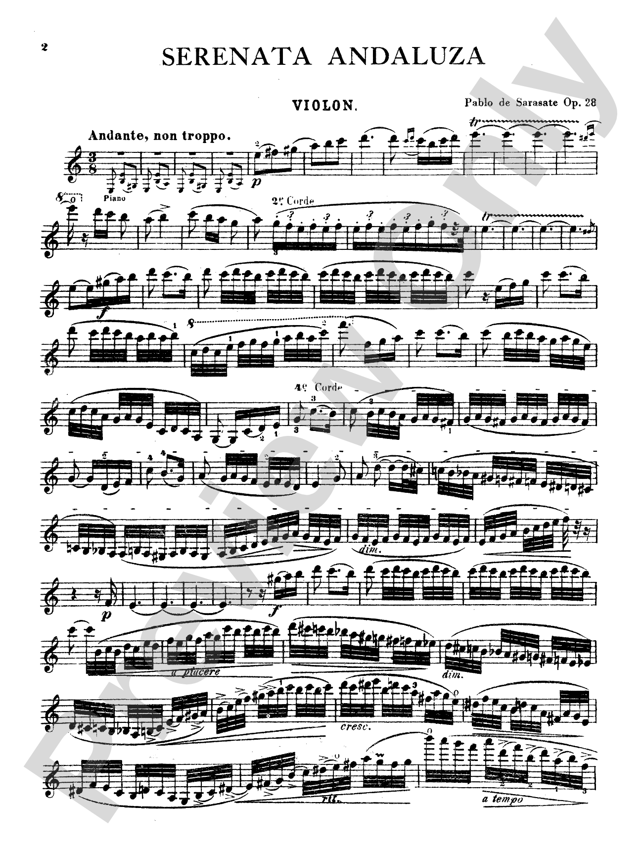Sarasate: Spanish Dance, Op. 28 (Serenata Andaluza): Violin Book