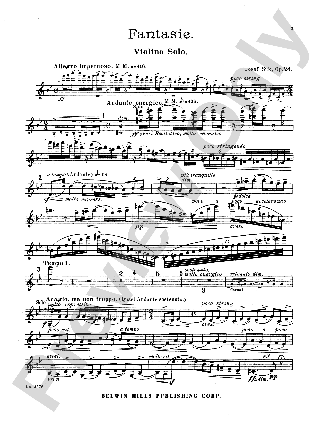 Suk: Fantasie, Op. 24 (Urtext): Violin Book