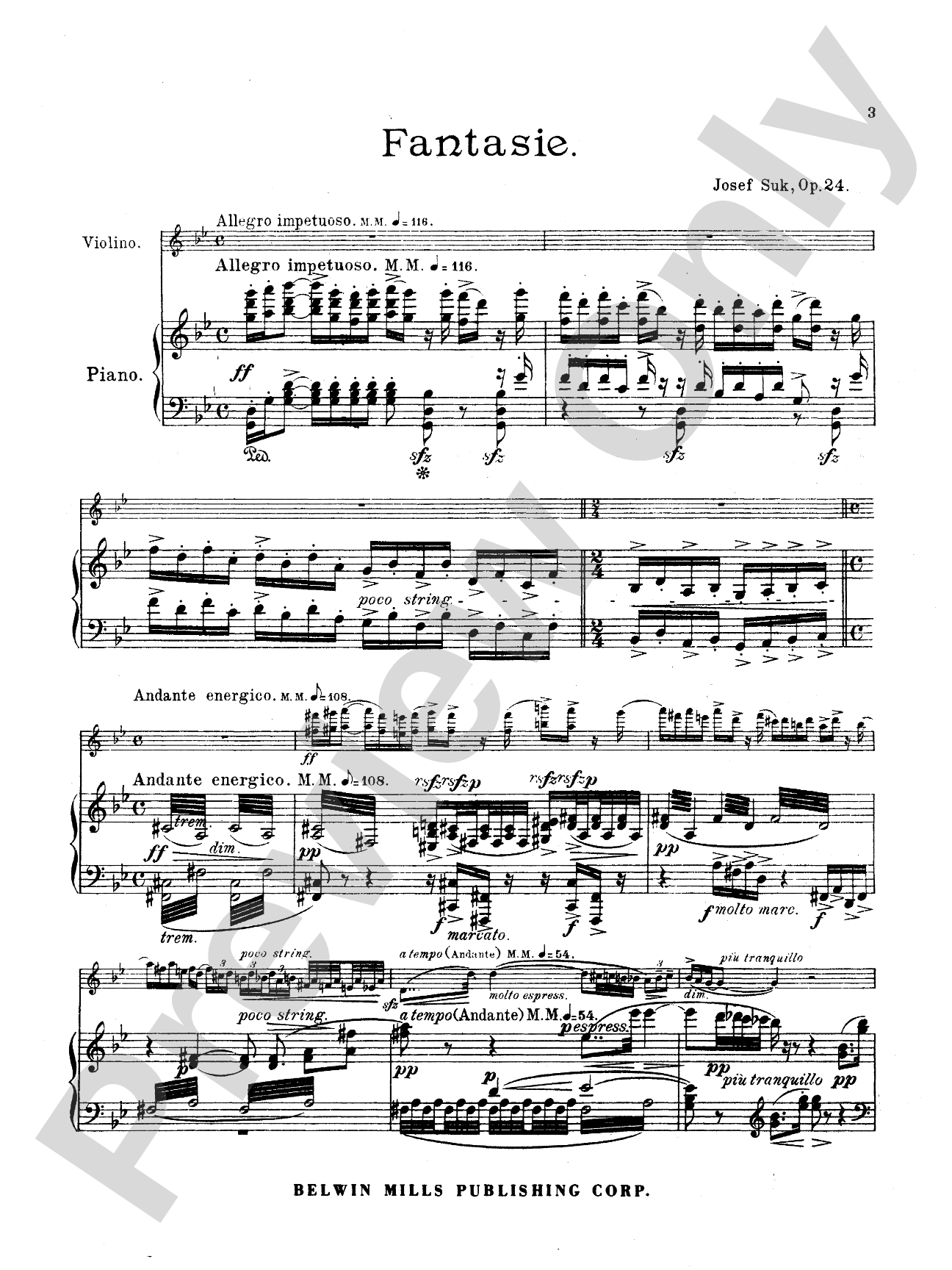 Suk: Fantasie, Op. 24 (Urtext)