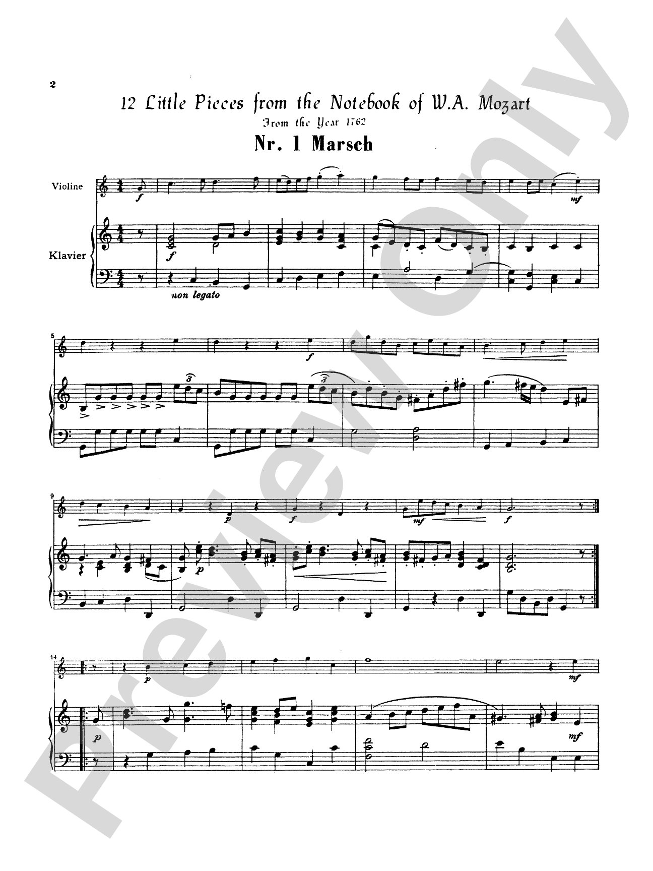 Mozart: Twelve Little Pieces from the Notebook of Wolfgang Mozart