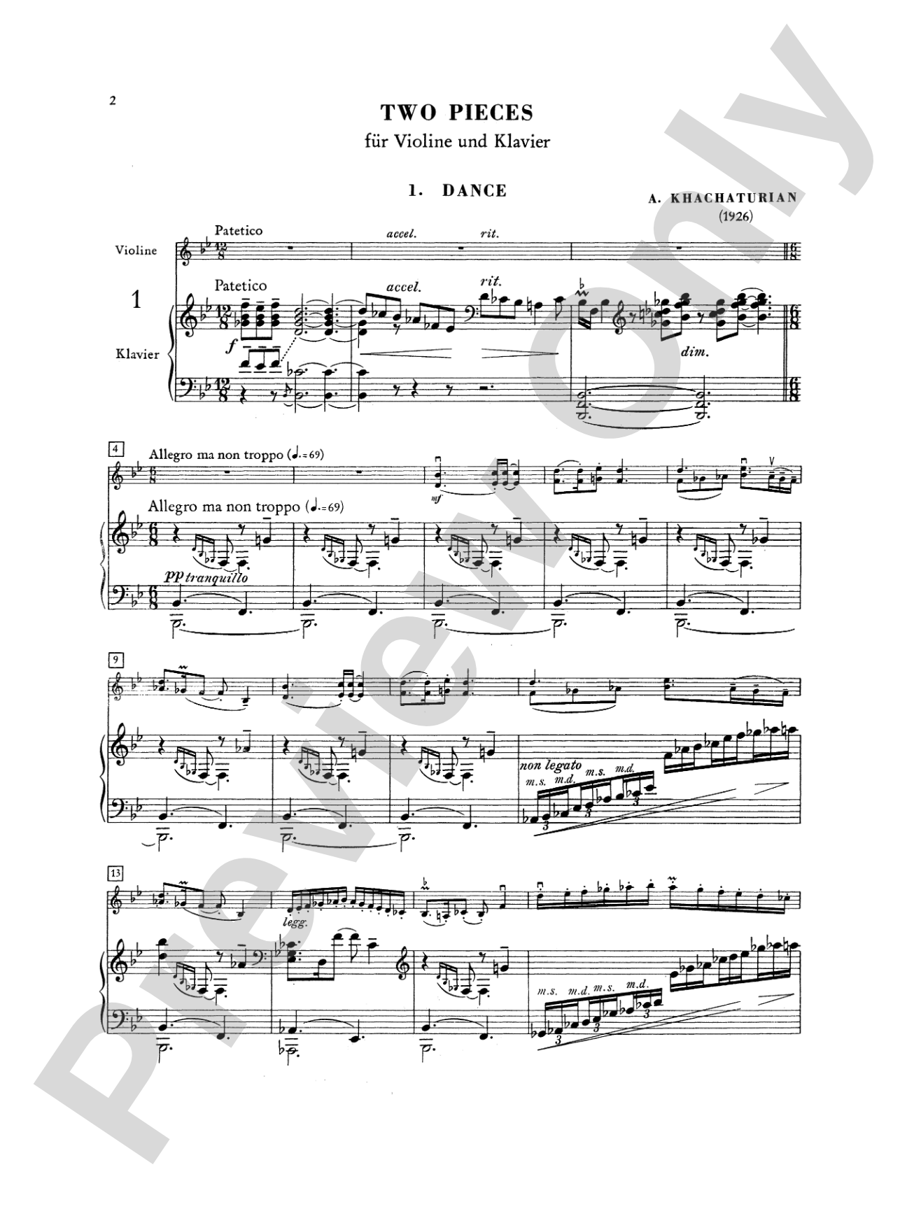 Khachaturian: Two Pieces