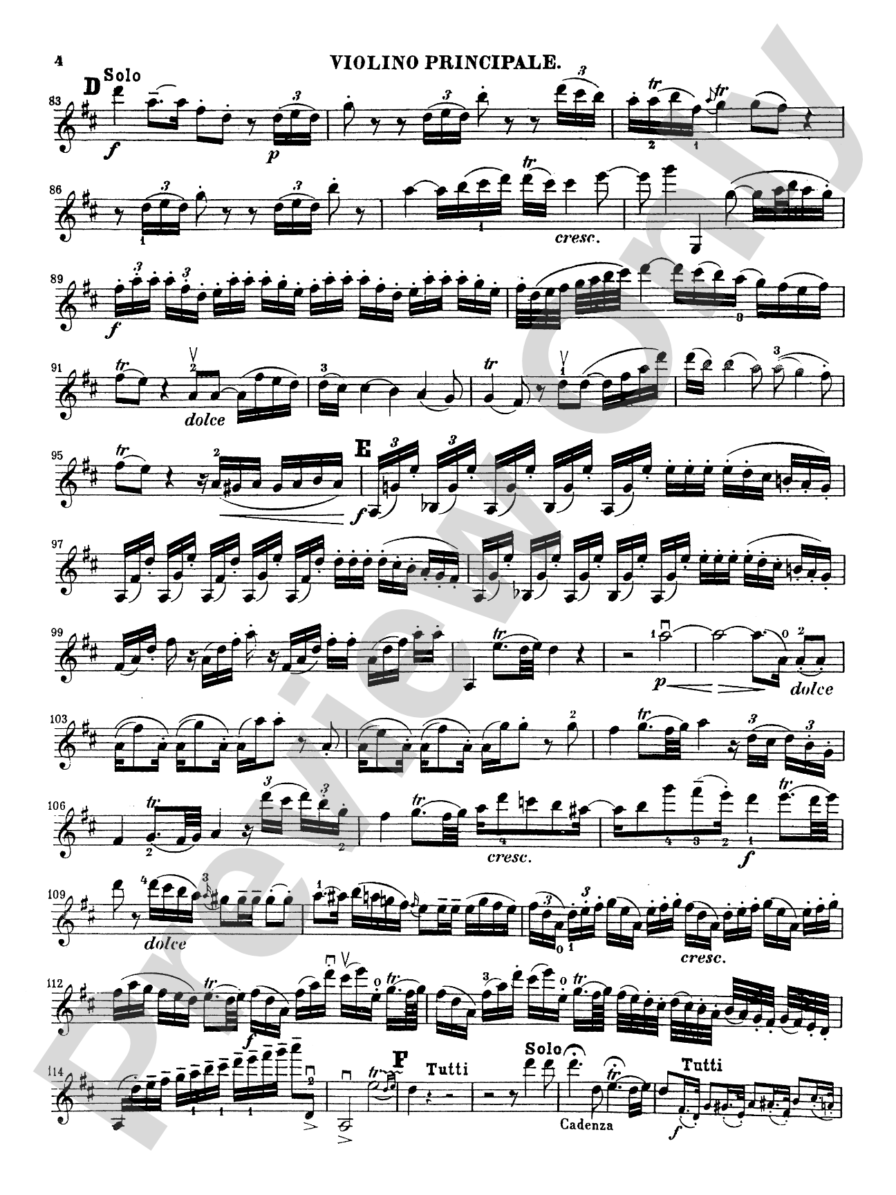 Mozart: Violin Concerto No. 2 in D Major, K. 211: Violin Book
