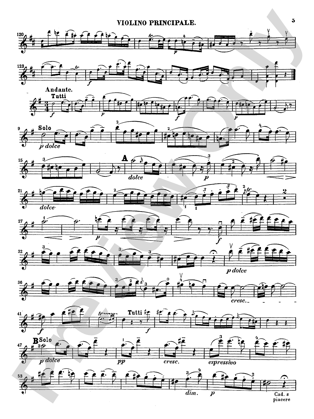 Mozart: Violin Concerto No. 2 in D Major, K. 211: Violin Book