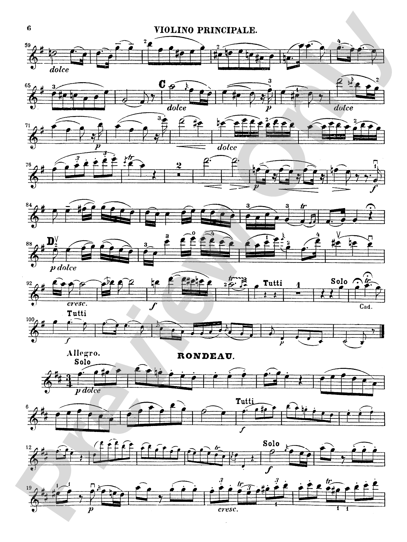 Mozart: Violin Concerto No. 2 in D Major, K. 211: Violin Book