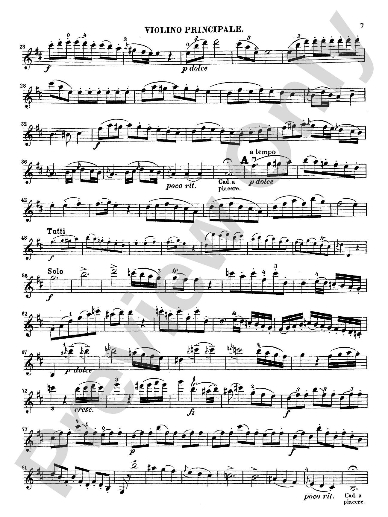 Mozart: Violin Concerto No. 2 in D Major, K. 211: Violin Book