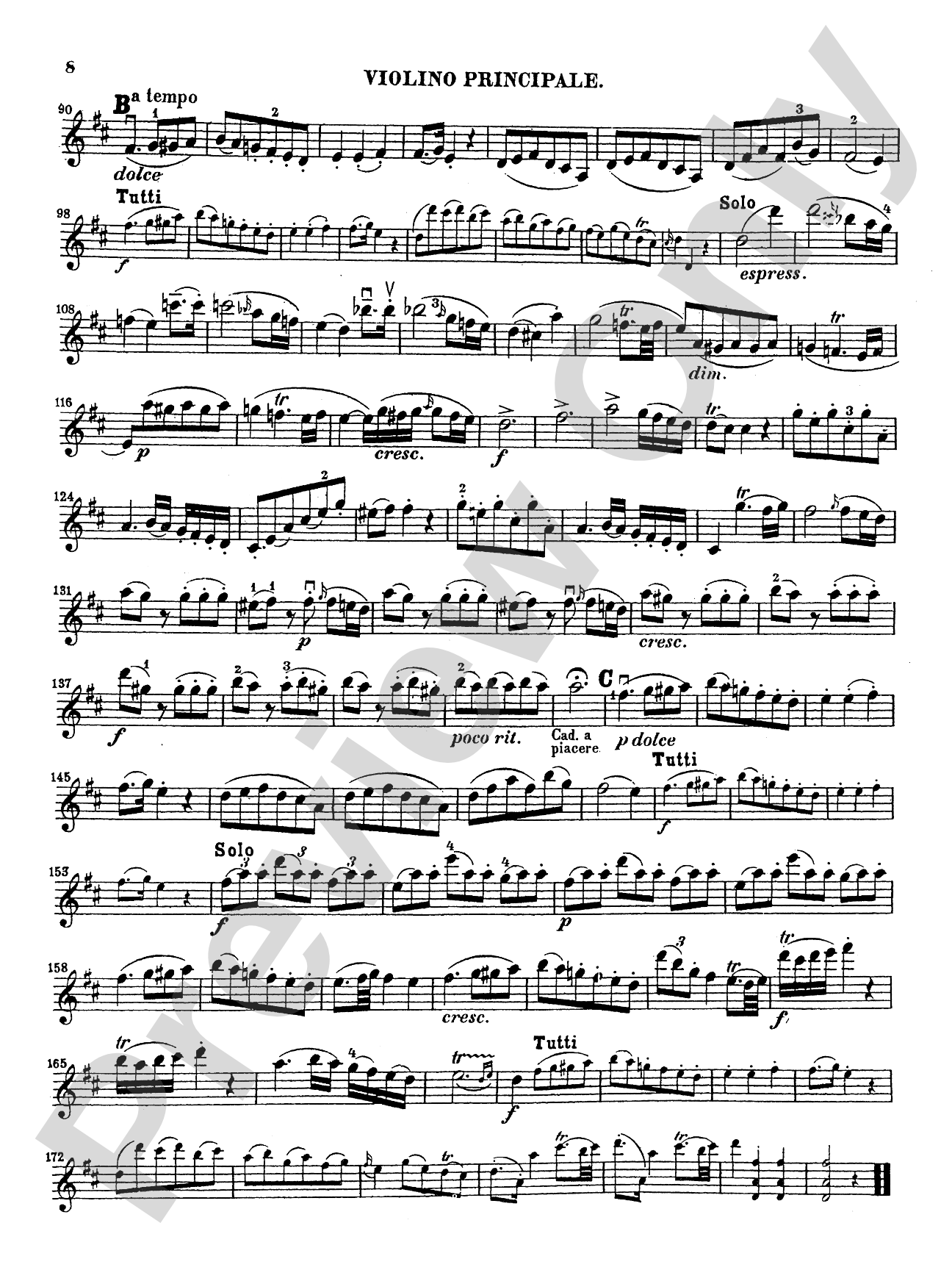 Mozart: Violin Concerto No. 2 in D Major, K. 211: Violin Book