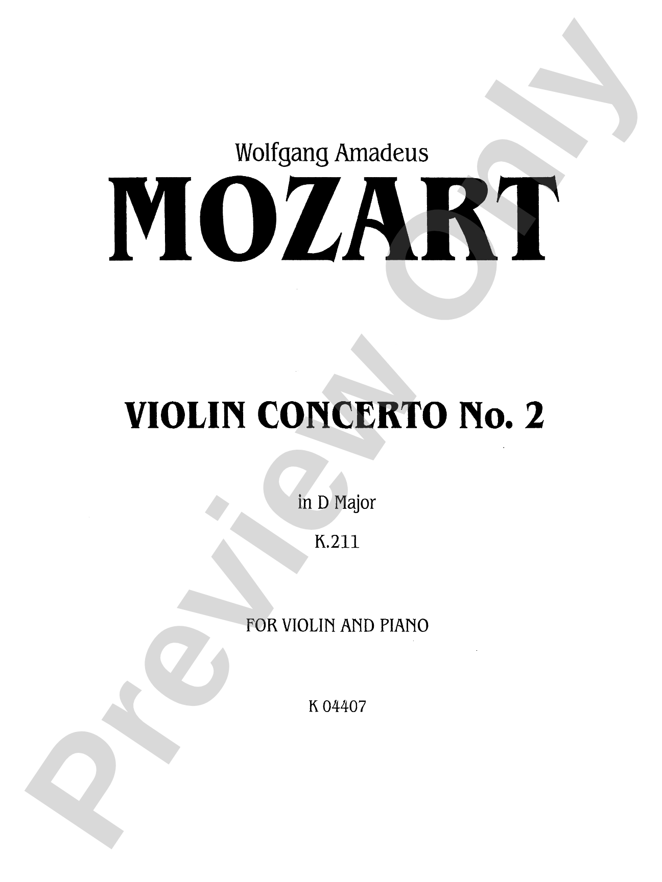 Mozart: Violin Concerto No. 2 in D Major, K. 211