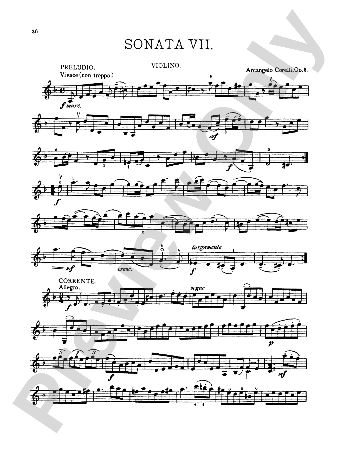 Corelli: Twelve Sonatas, Op. 5 (Volume II): Violin Book