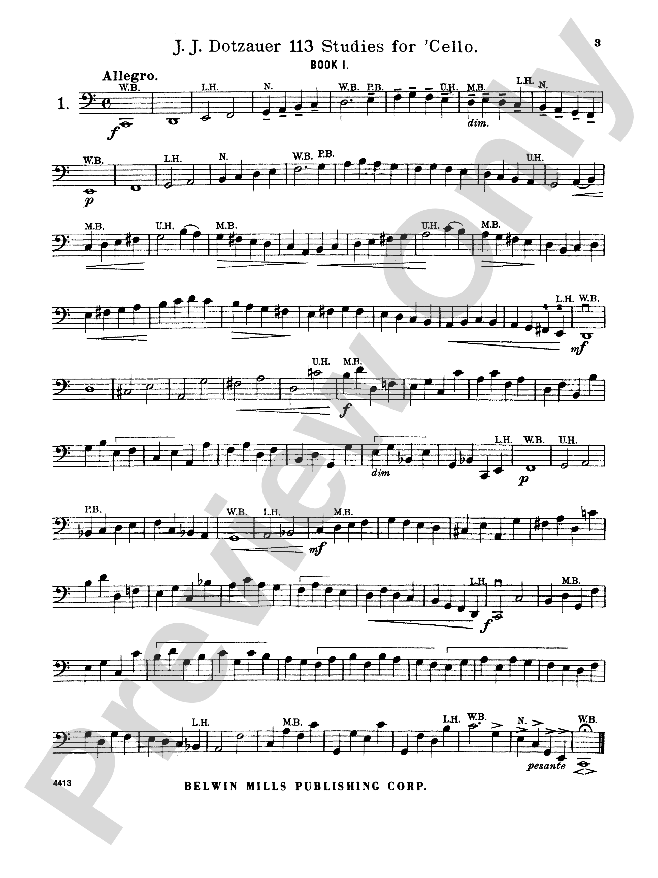 Dotzauer: 113 Studies, Volume I (Nos. 1-34): Cello Book