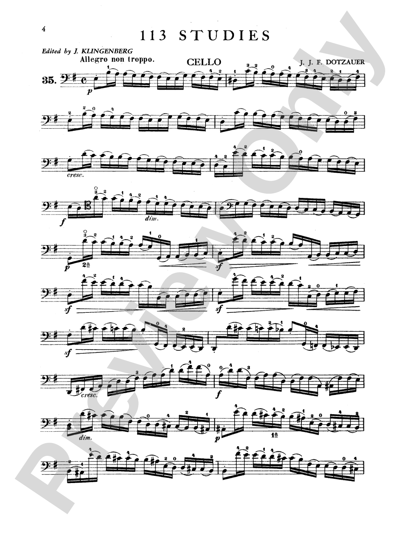 Dotzauer: 113 Studies, Volume II (Nos. 35-62): Cello Book