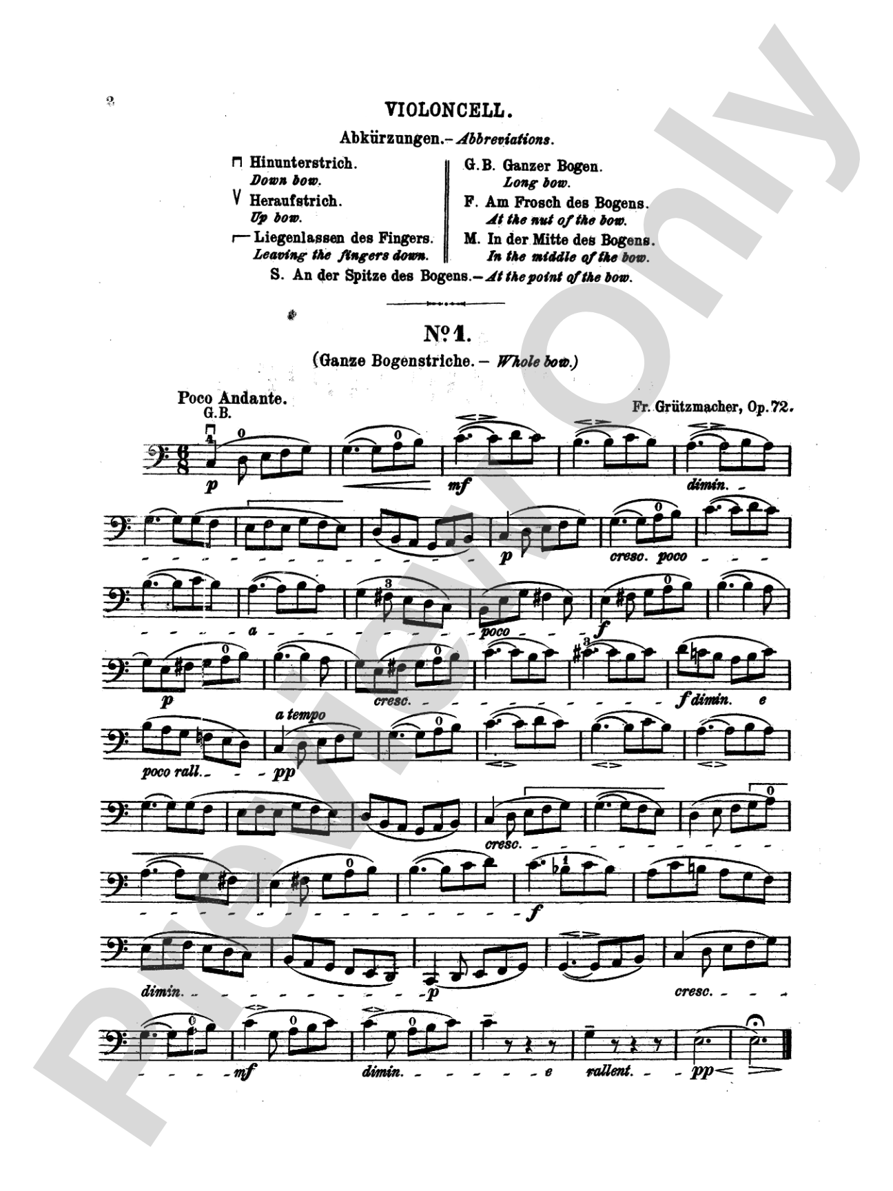 Grützmacher: Etudes, Op. 72: Cello Book