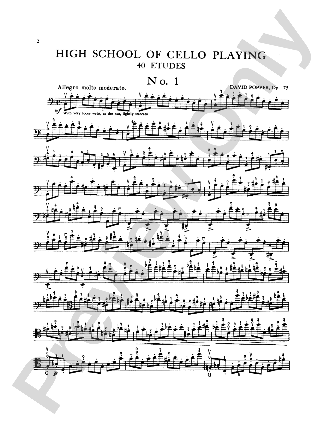 Popper: High School of Cello Playing, Op. 73 (40 Etudes): Cello Book